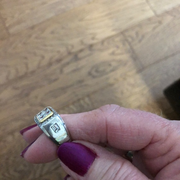 MEN'S 9.25 SS & 14K DIAMONELLE RING - Picture 4 of 9